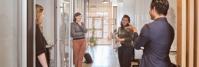 Leap team having a conversation in the studio.