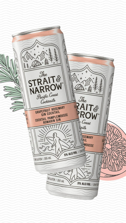 Two cans of Strait & Narrow cocktails