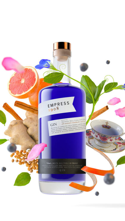 A bottle of Empress 1908 Gin