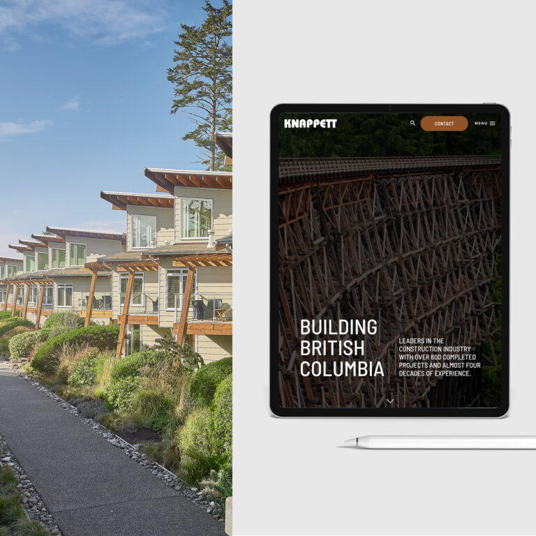 A tablet shows the Knappett homepage